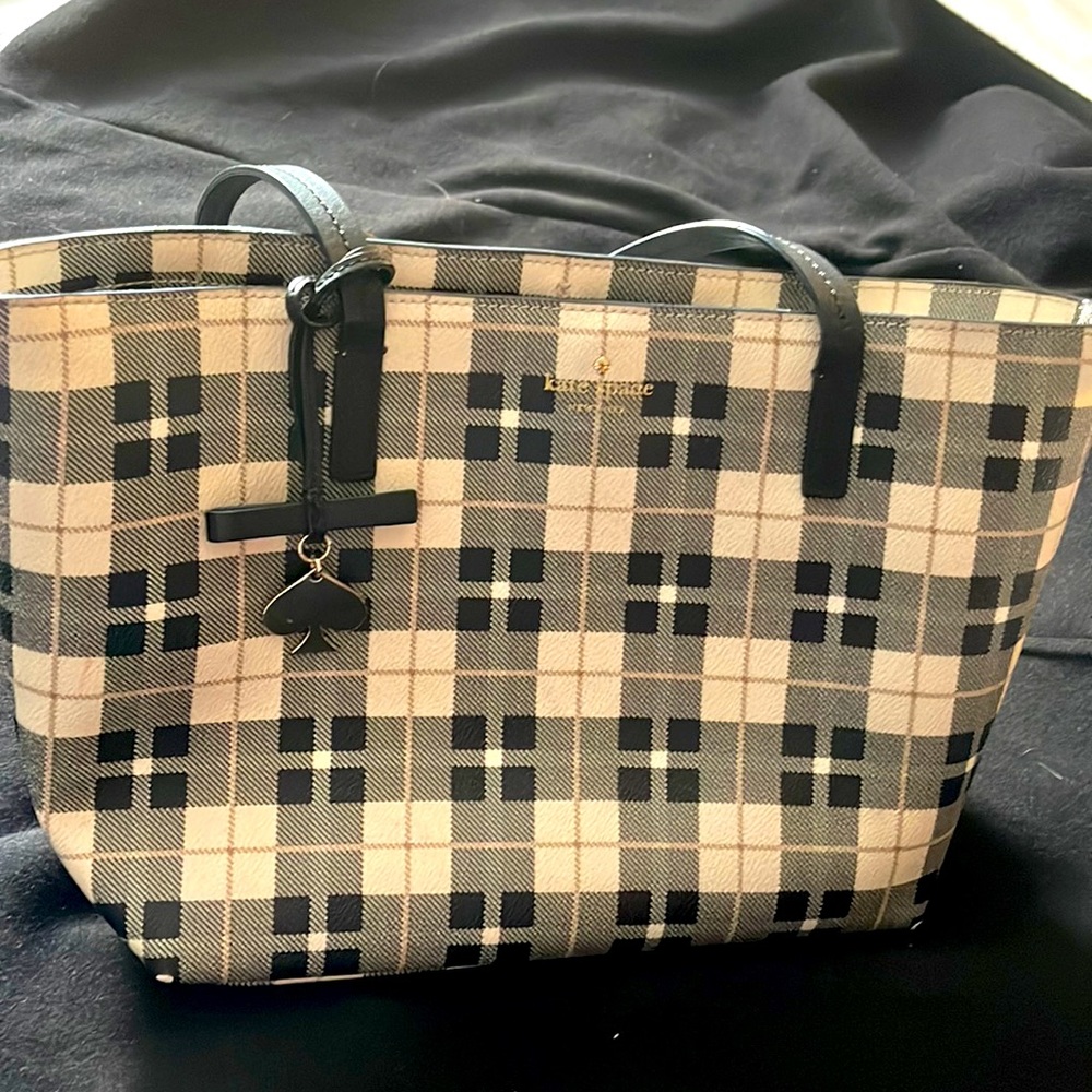 Kate Spade / Hawthorne Lane Plaid Ryan Tote Small Light Shale